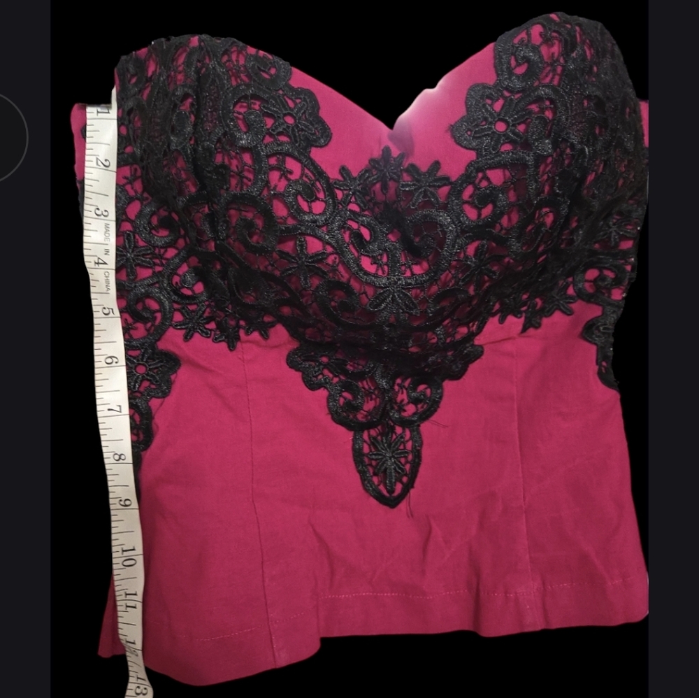 Cranberry Red/Fuschia Sz S Bustier Halter Top Body Central